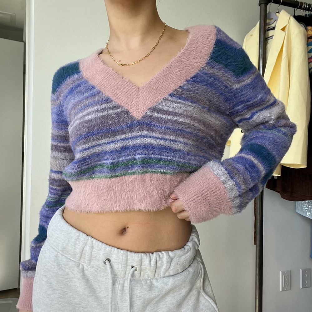 Aritzia Sunday Best Fuzzy Multicolored Sweater